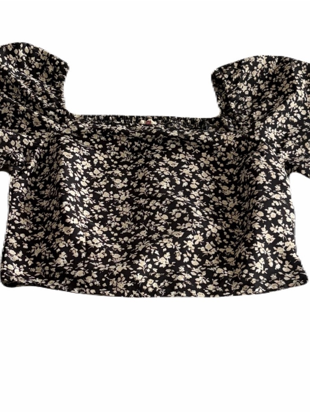 Levi's Black and White Floral Square-Neck Crop Top